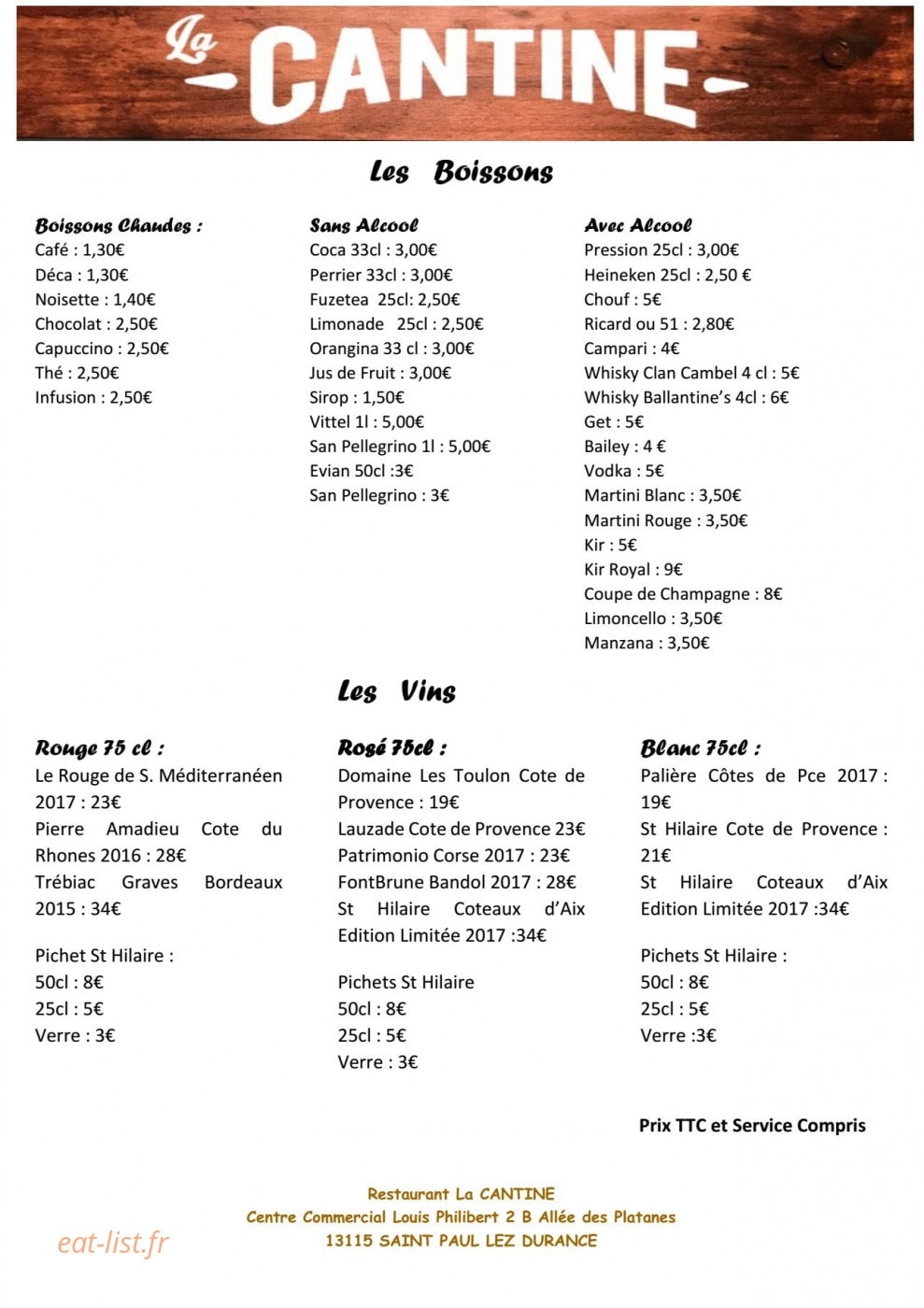 La cantine — carte page 2