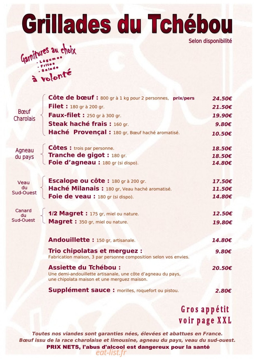 Le Boeuf Chantant — carte page 5