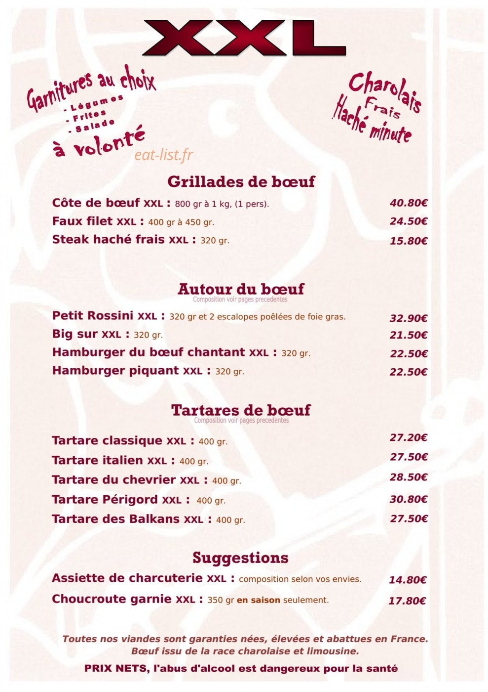 Le Boeuf Chantant — carte page 7