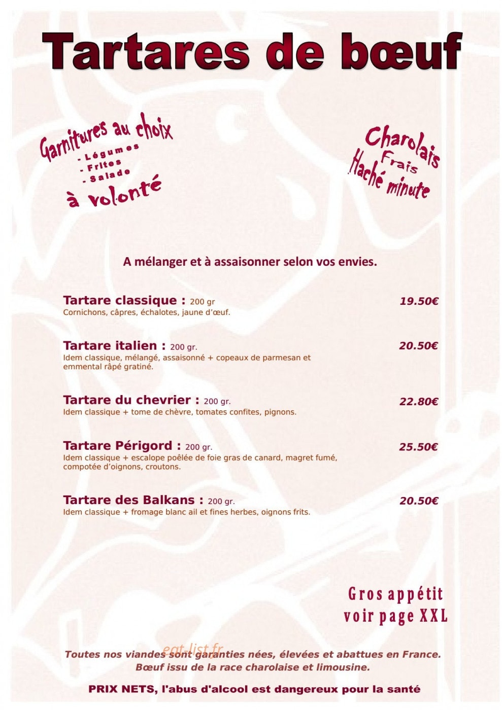 Le Boeuf Chantant — carte page 4