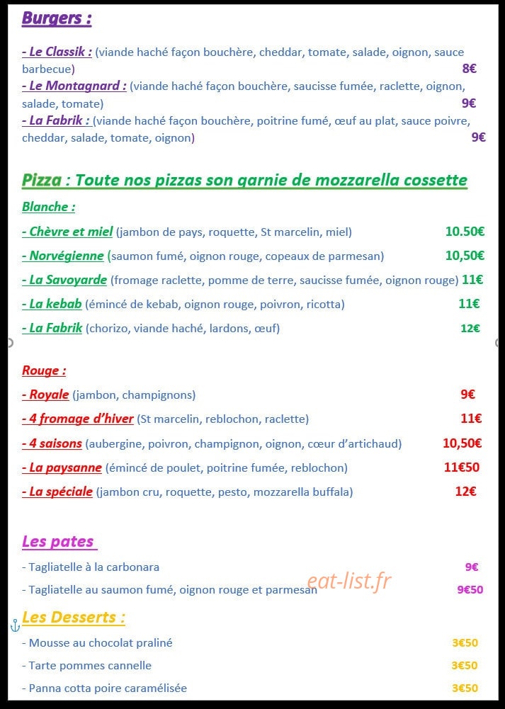 La Fabrik — carte page 1