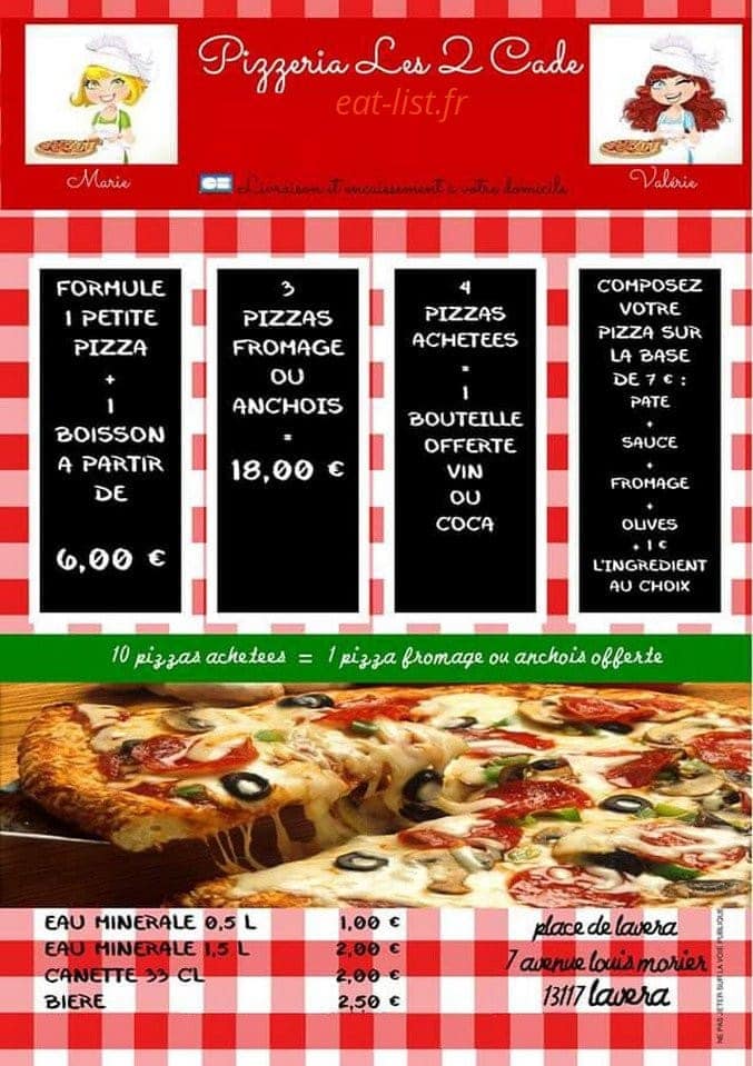 Pizzeria Les 2 Cade — carte page 1