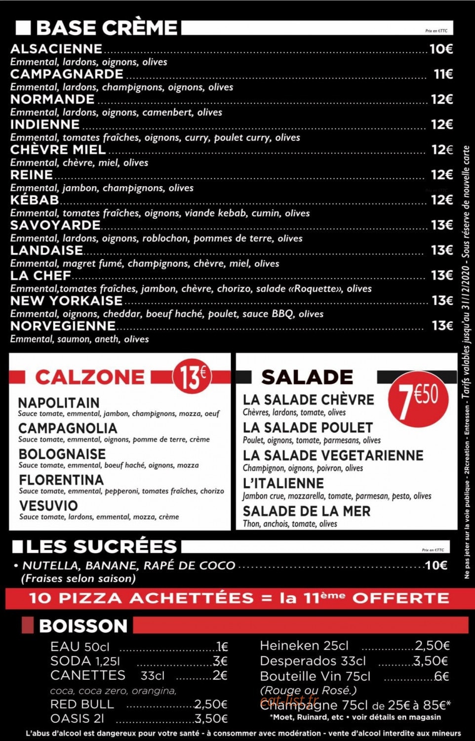 La Casa Del Pizza — carte page 2