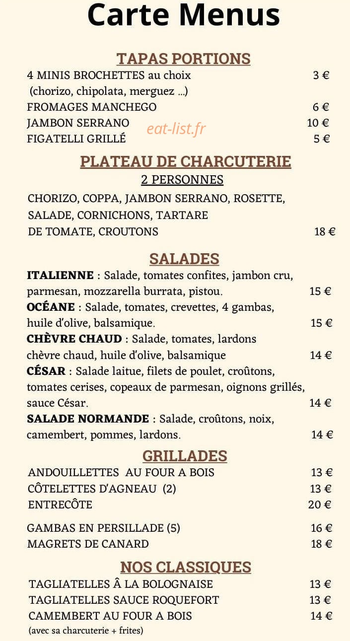 Chez Claudélina — carte page 1