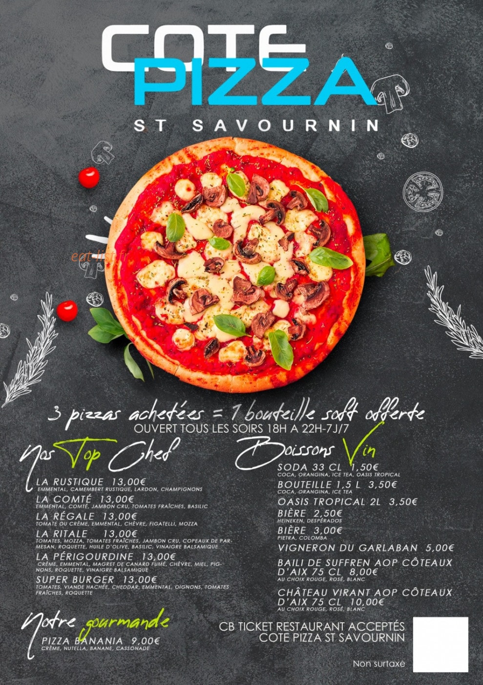 Coté Pizza — carte page 1