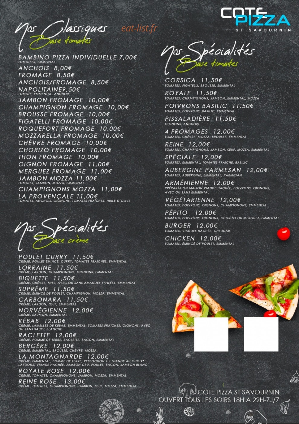 Coté Pizza — carte page 2