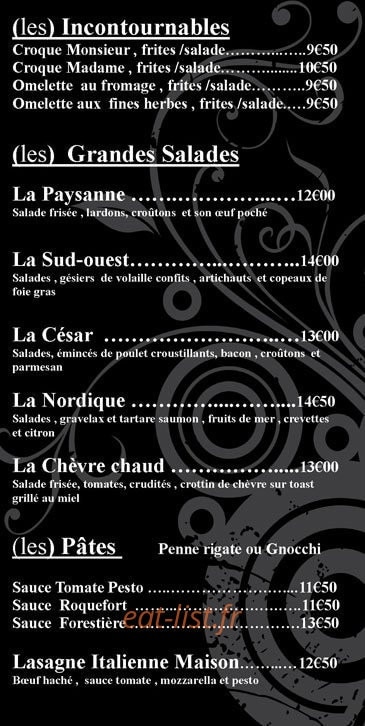 (La) brasserie — carte page 1