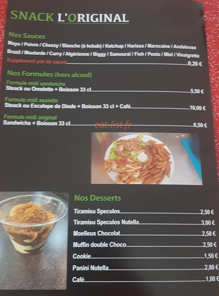 Snack l'original — carte page 3