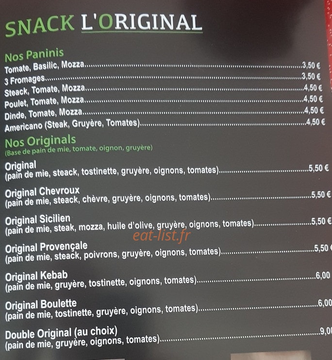 Snack l'original — carte page 2