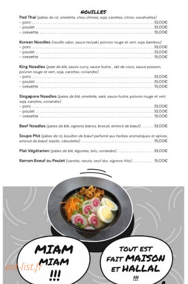 Carte et menu de Sushi et noodles à Gardanne — Les nouilles
