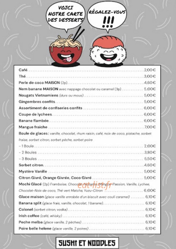 Carte et menu de Sushi et noodles à Gardanne — Les cafés, thés, ...