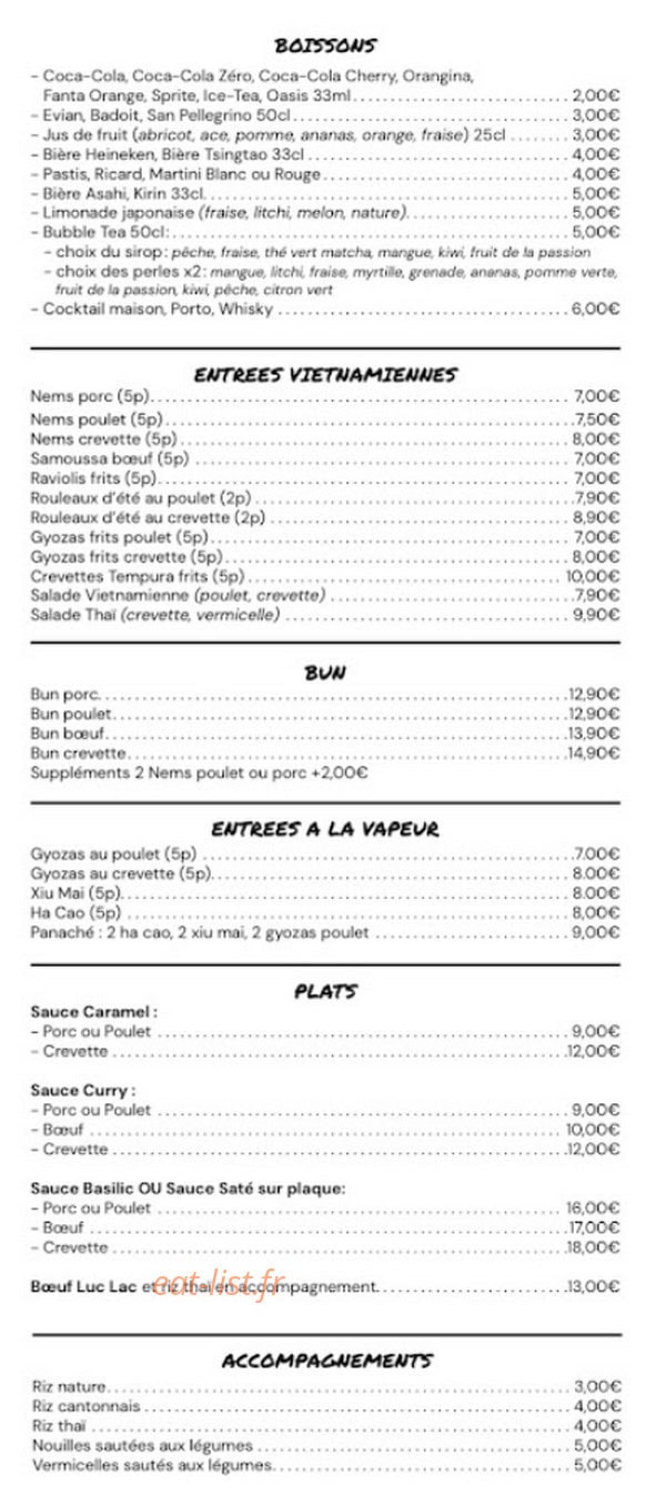 Carte et menu de Sushi et noodles à Gardanne — Les entrées, plats, ...