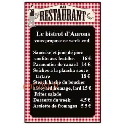 Le Bistrot d'Aurons — carte page 1