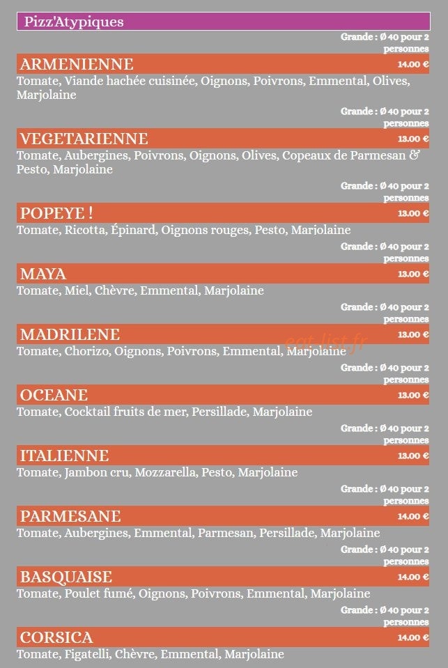 Ô Grain de Pizz' — carte page 3