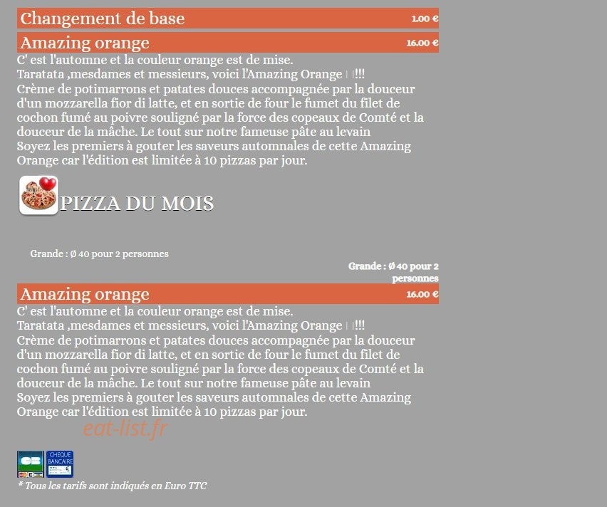 Ô Grain de Pizz' — carte page 1