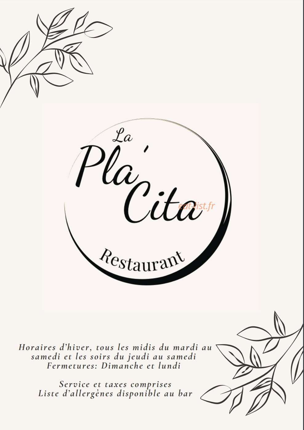 La pla'cita — carte page 1