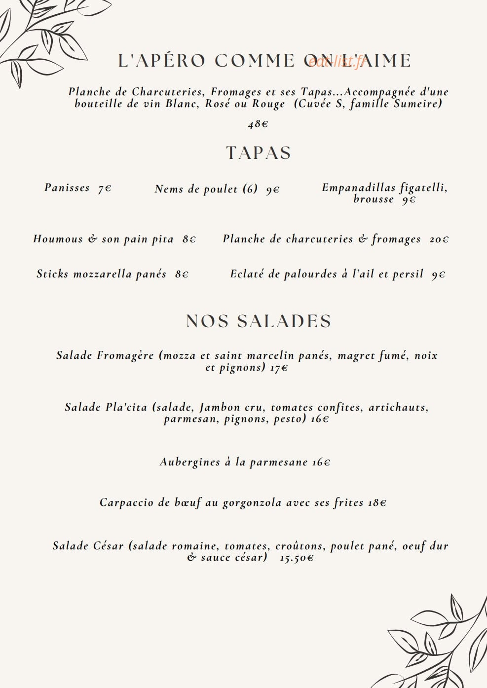 La pla'cita — carte page 2