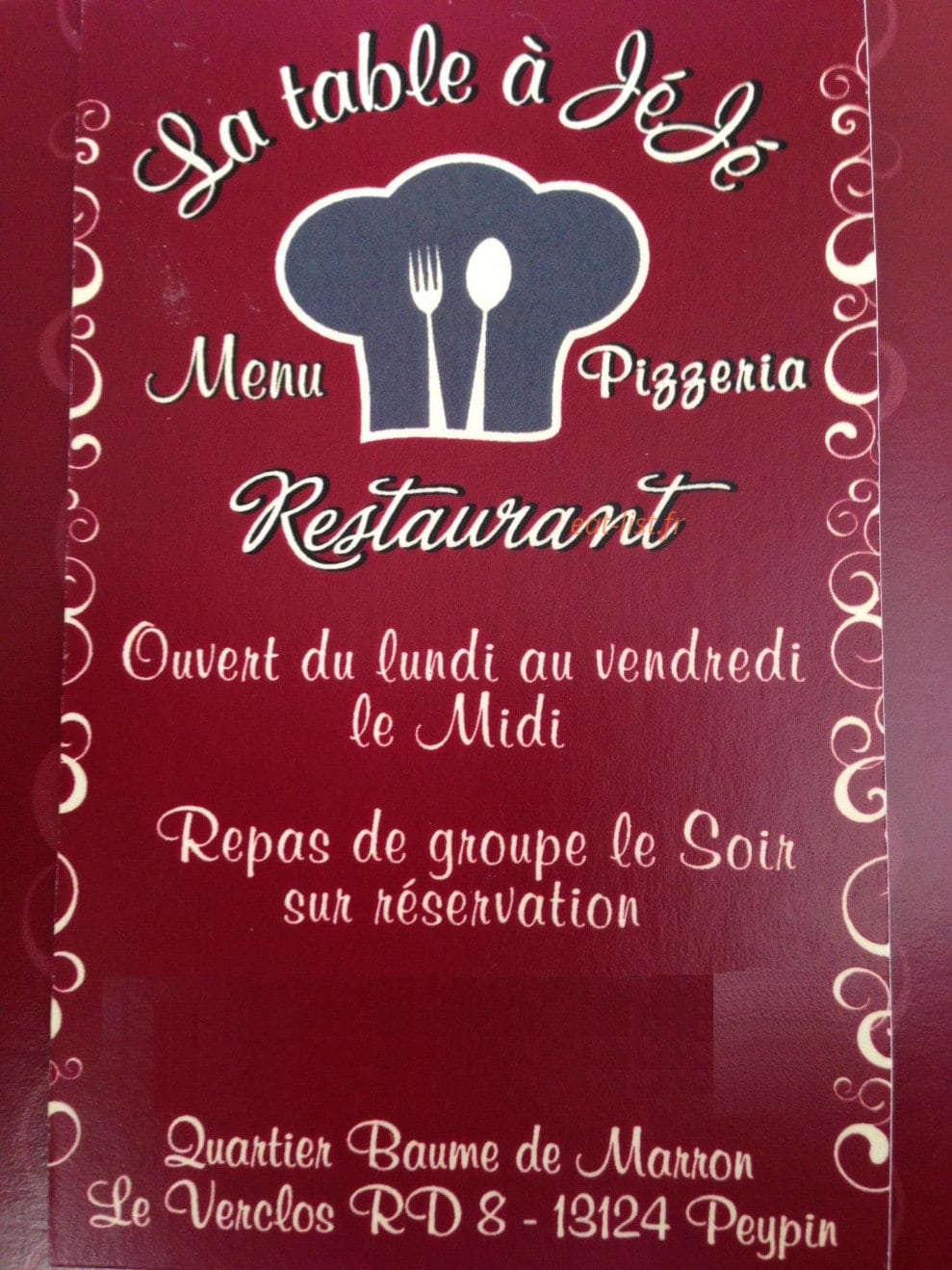 La Table à Jéjé — carte page 1