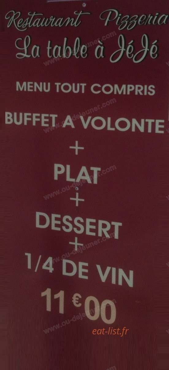 La Table à Jéjé — carte page 2