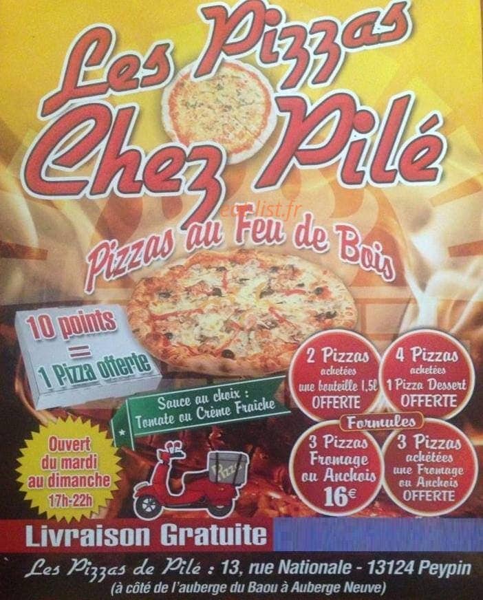 Les pizzas chez Pilé — carte page 1