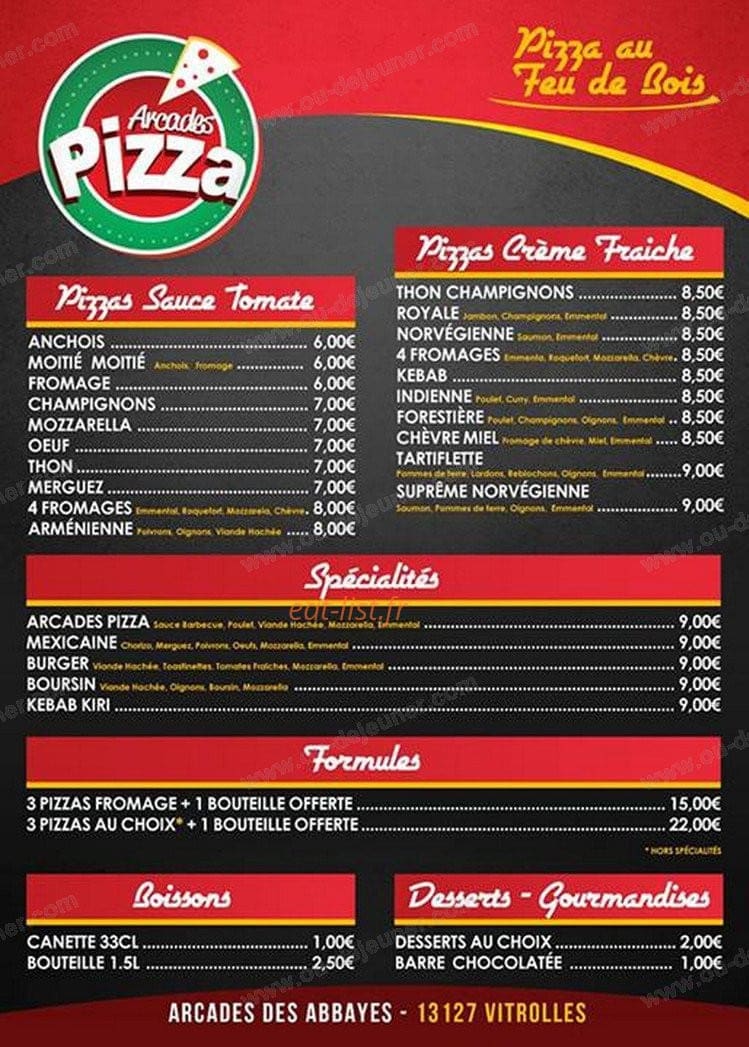 Arcades pizza — carte page 2