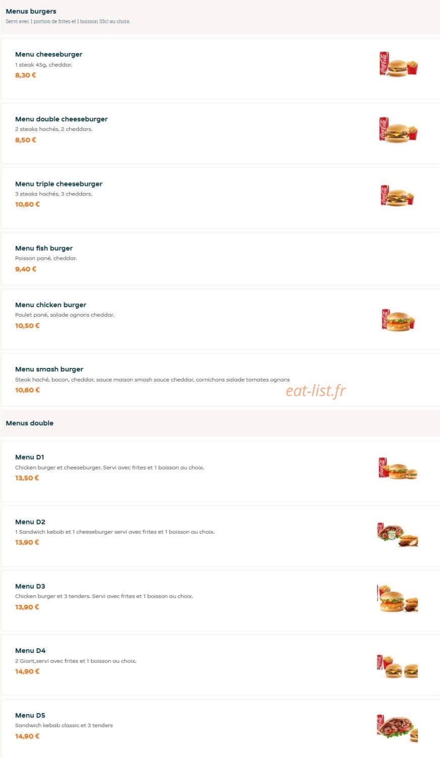 Big diner — carte page 1