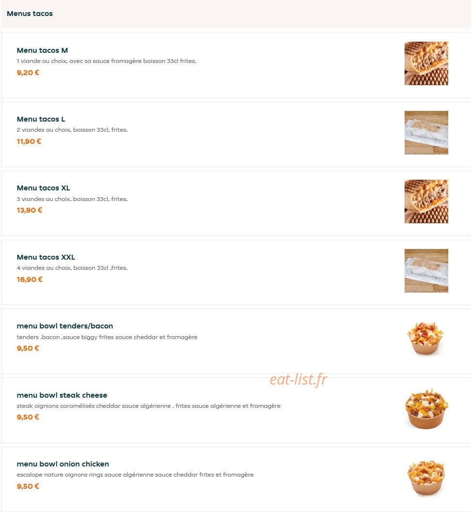 Big diner — carte page 2