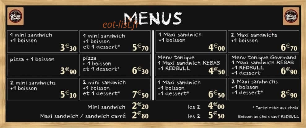 Boulangerie Marie Blachere — carte page 1