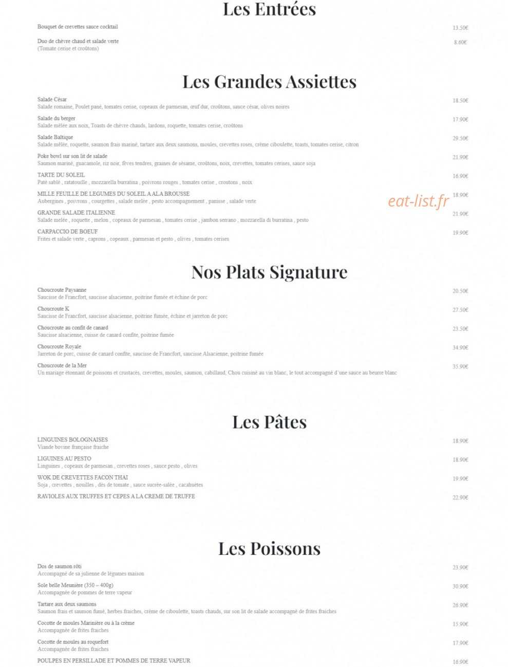 Brasserie K — carte page 1