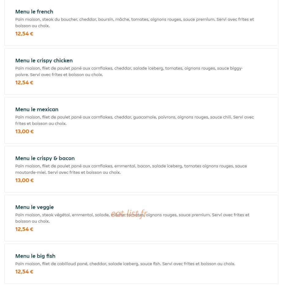 Burger Avenue — carte page 2