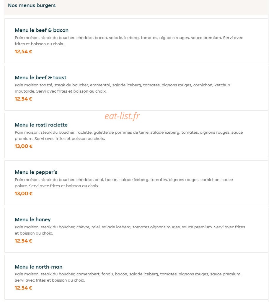 Burger Avenue — carte page 1