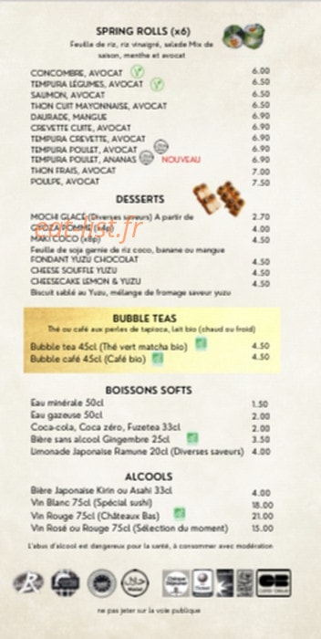 Kuroe Artisan Sushi — carte page 6
