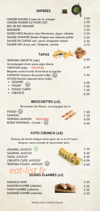 Kuroe Artisan Sushi — carte page 2