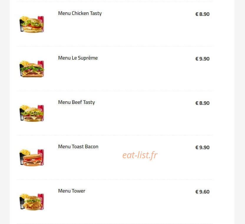 La Zone Burger — carte page 2