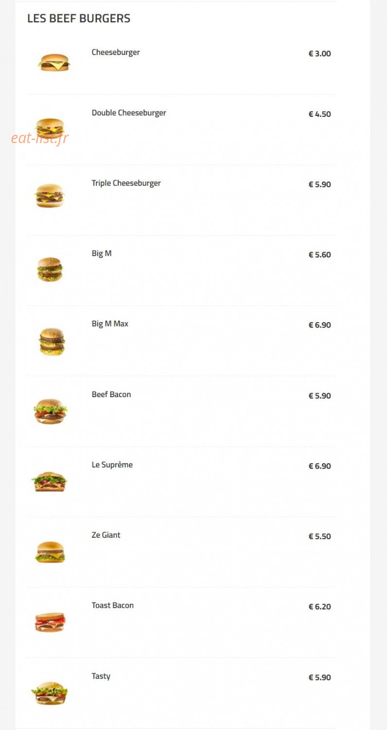 La Zone Burger — carte page 5