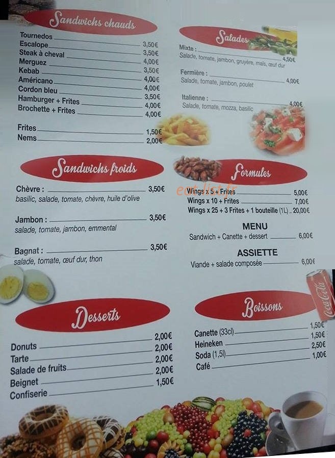 Le Snack des 4 saisons — carte page 2