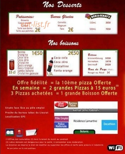 Maë pizza — carte page 4