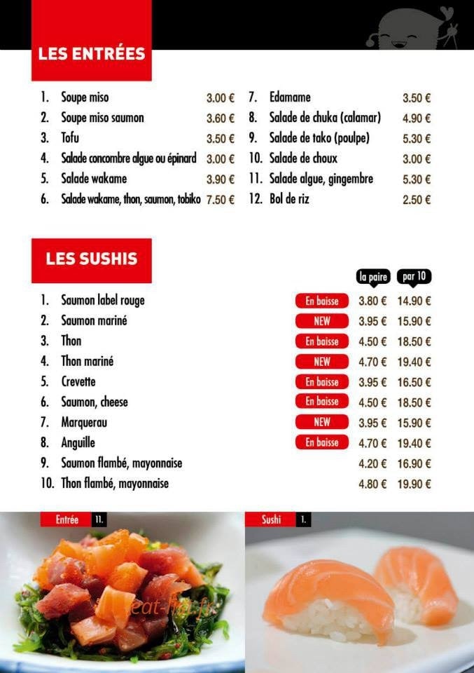 Modern Sushi — carte page 1