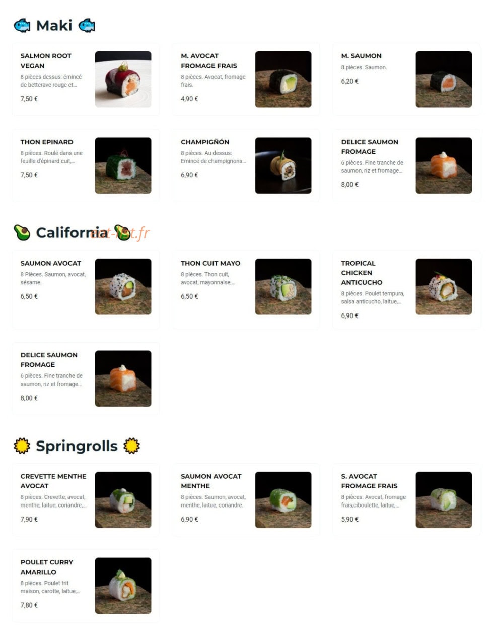 NKI sushi — carte page 3