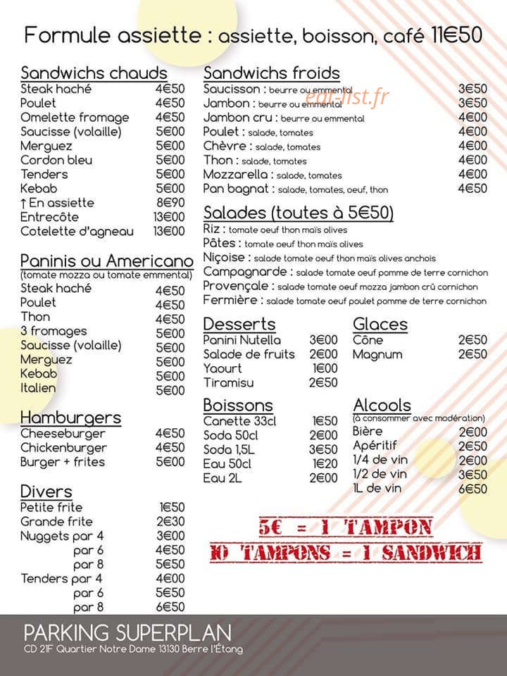 Chez Vaness' — carte page 1