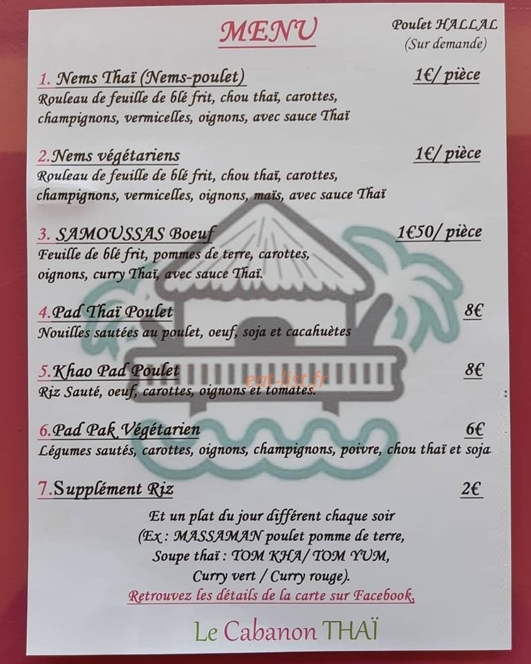 Le Cabanon THAÏ — carte page 2