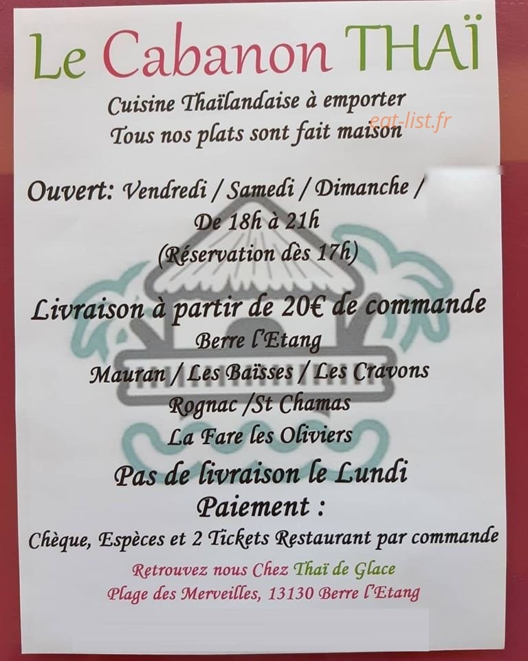 Le Cabanon THAÏ — carte page 1