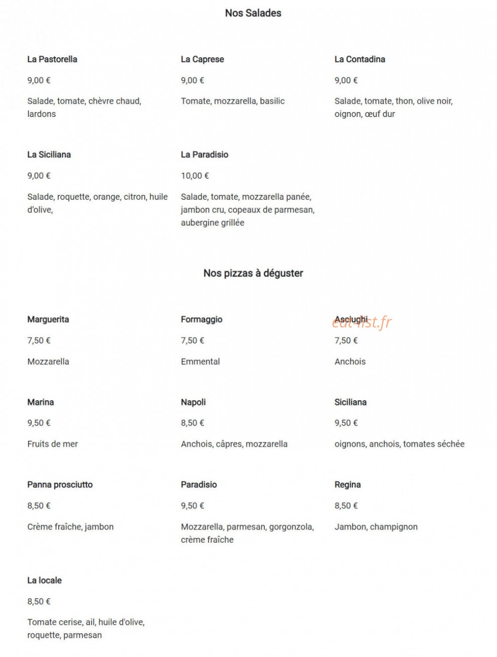 Paradisio — carte page 1