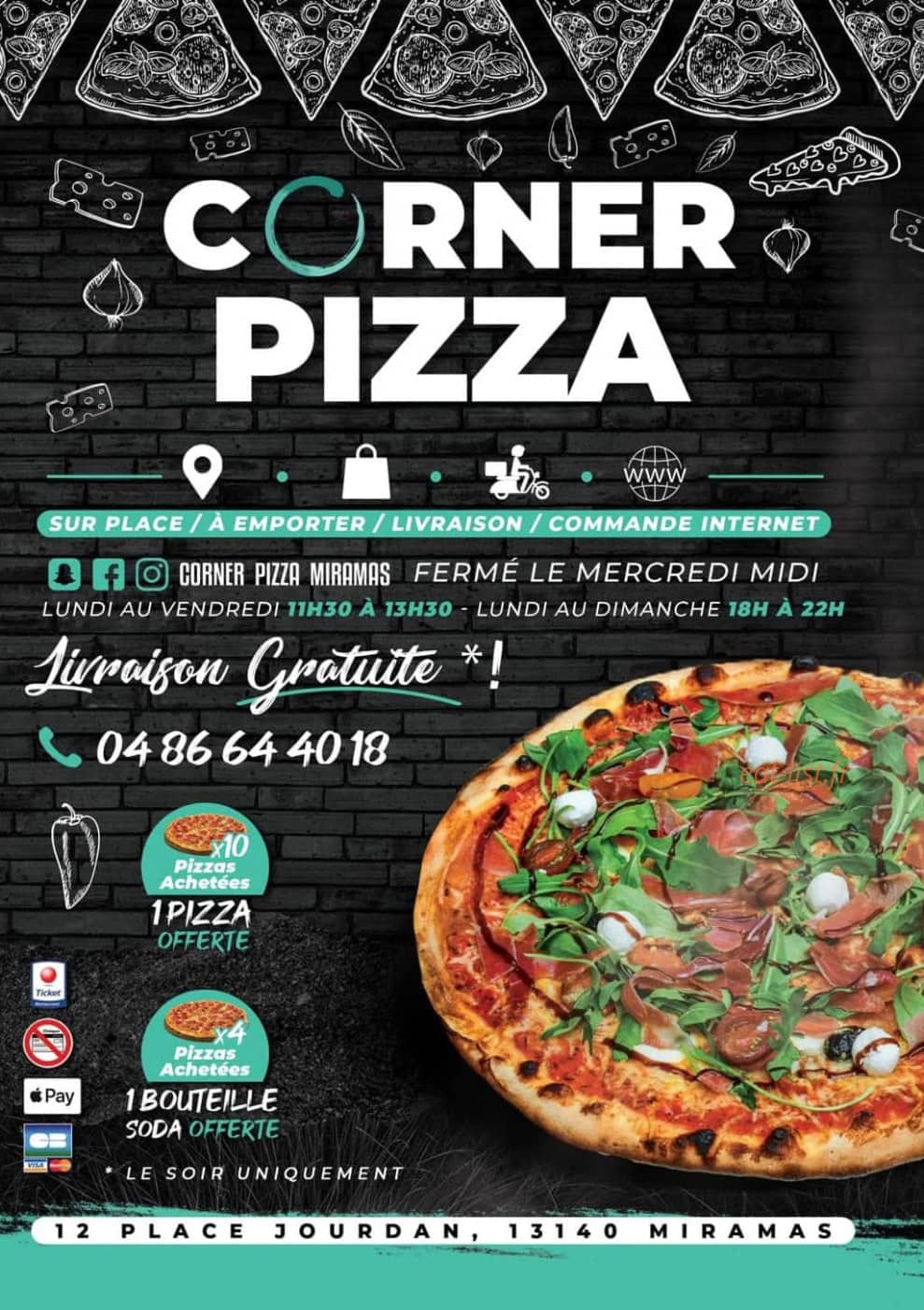 Corner Pizza — carte page 1