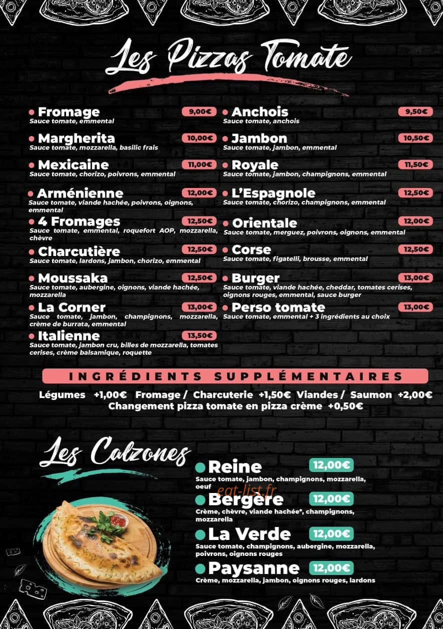 Corner Pizza — carte page 2