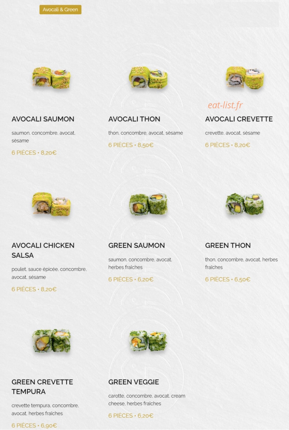 Kaly Sushi — carte page 10