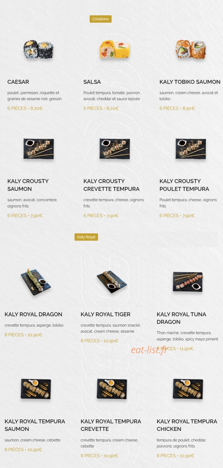 Kaly Sushi — carte page 11