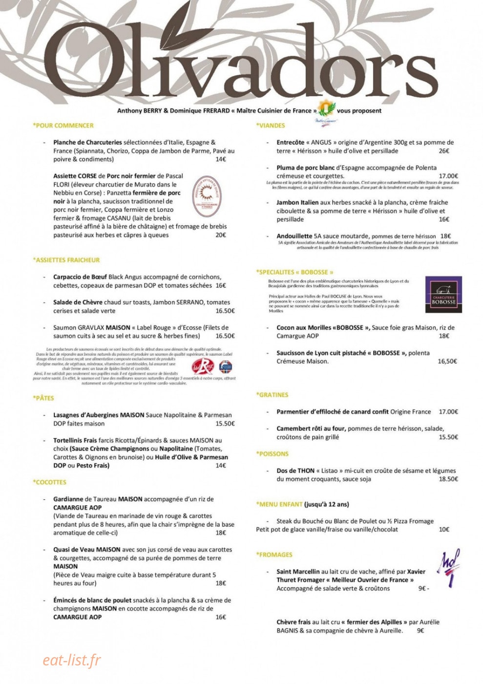 Le comptoir des Olivadors — carte page 1