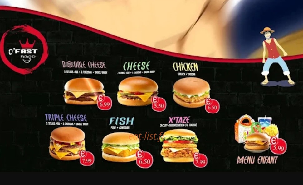 Carte et menu de O' Fast Food à Miramas — Les burgers