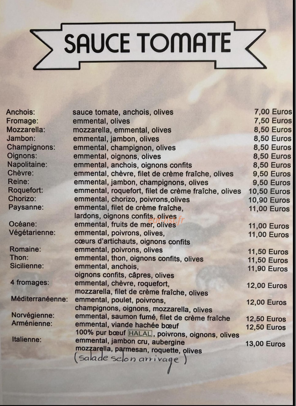 Pizzeria La Douda — carte page 1
